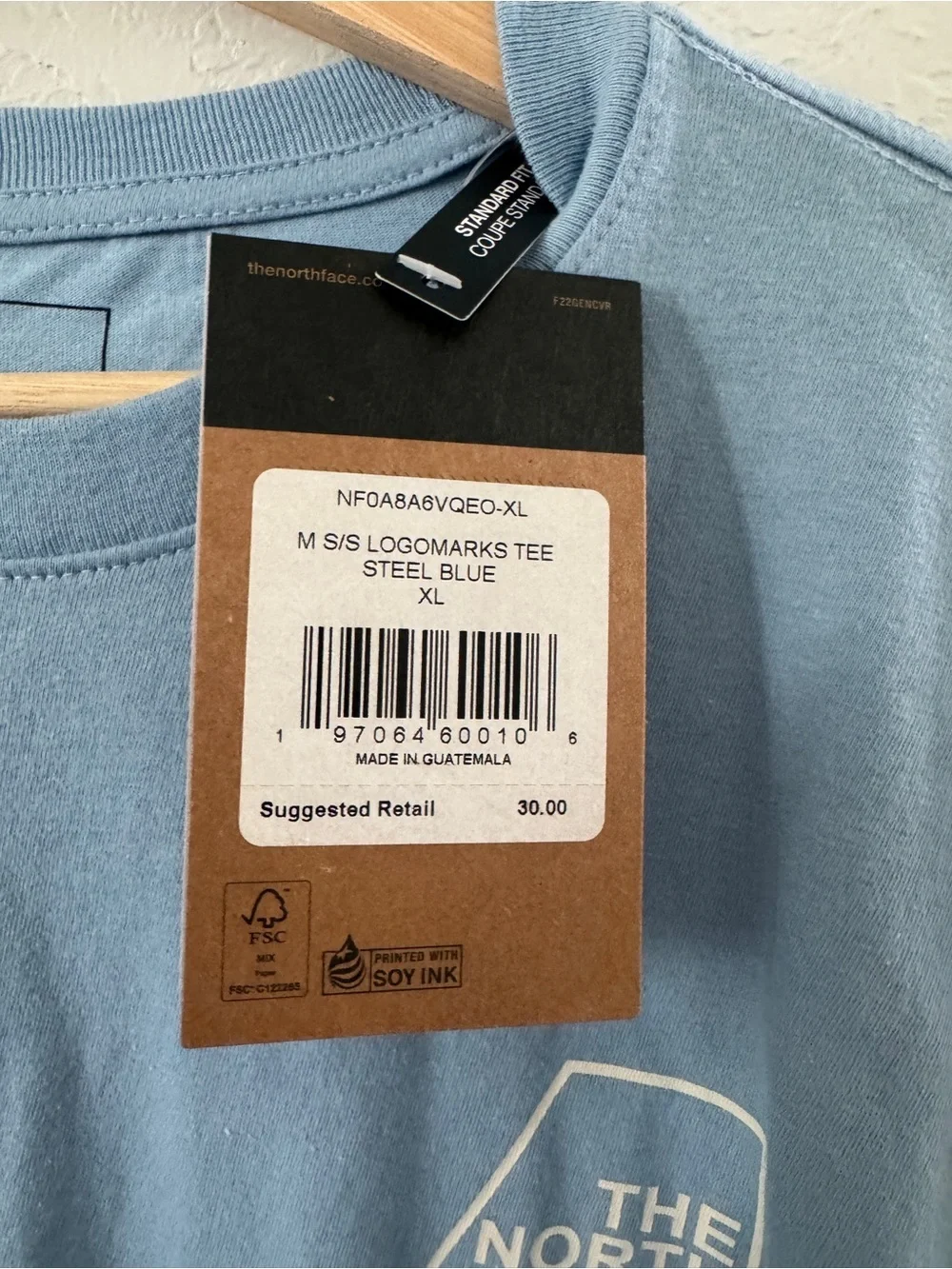 NWT The North Face Men's Logomarks T-shirt in steel blue sz XL